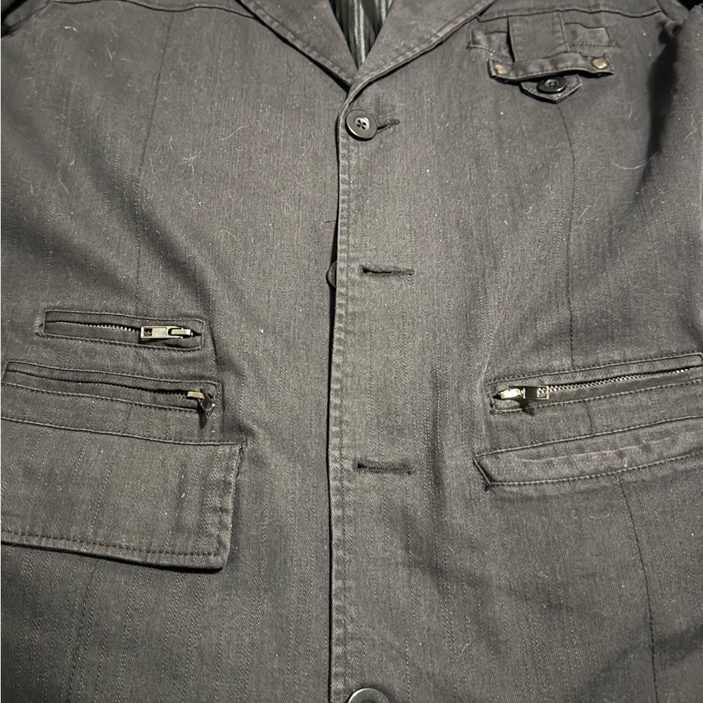 Black Military Field Jacket with Sturdy Fabric